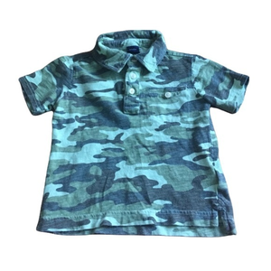 Baby Gap 18-24 mo green‎ camo short sleeve folded collar polo shirt